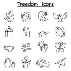 Freedom icon set in thin line style © Puckung
