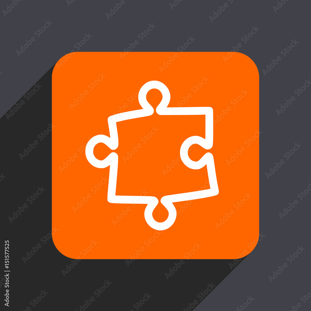 Poster puzzle orange flat design web icon isolated on gray background