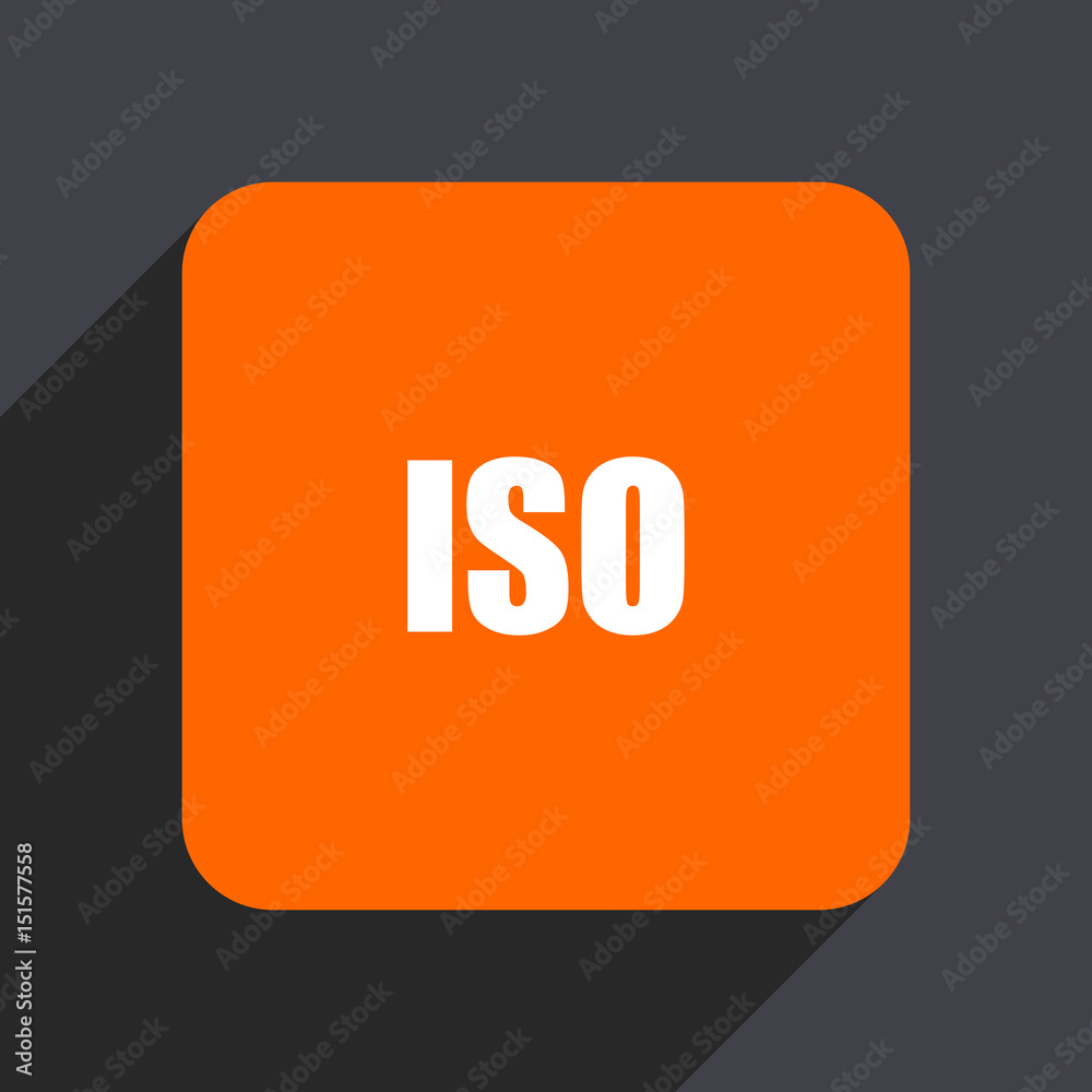 Poster iso orange flat design web icon isolated on gray background