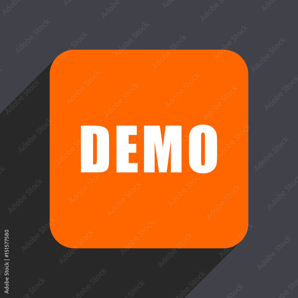 Aufkleber demo orange flat design web icon isolated on gray background