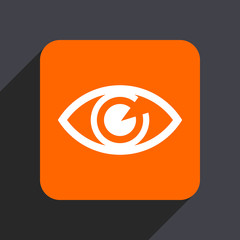 Fototapeta premium Eye orange flat design web icon isolated on gray background
