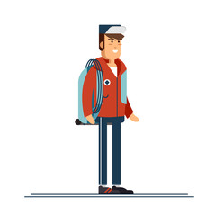 Hiking tourists walk. design