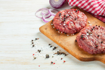 raw home-made beef burger cutlet