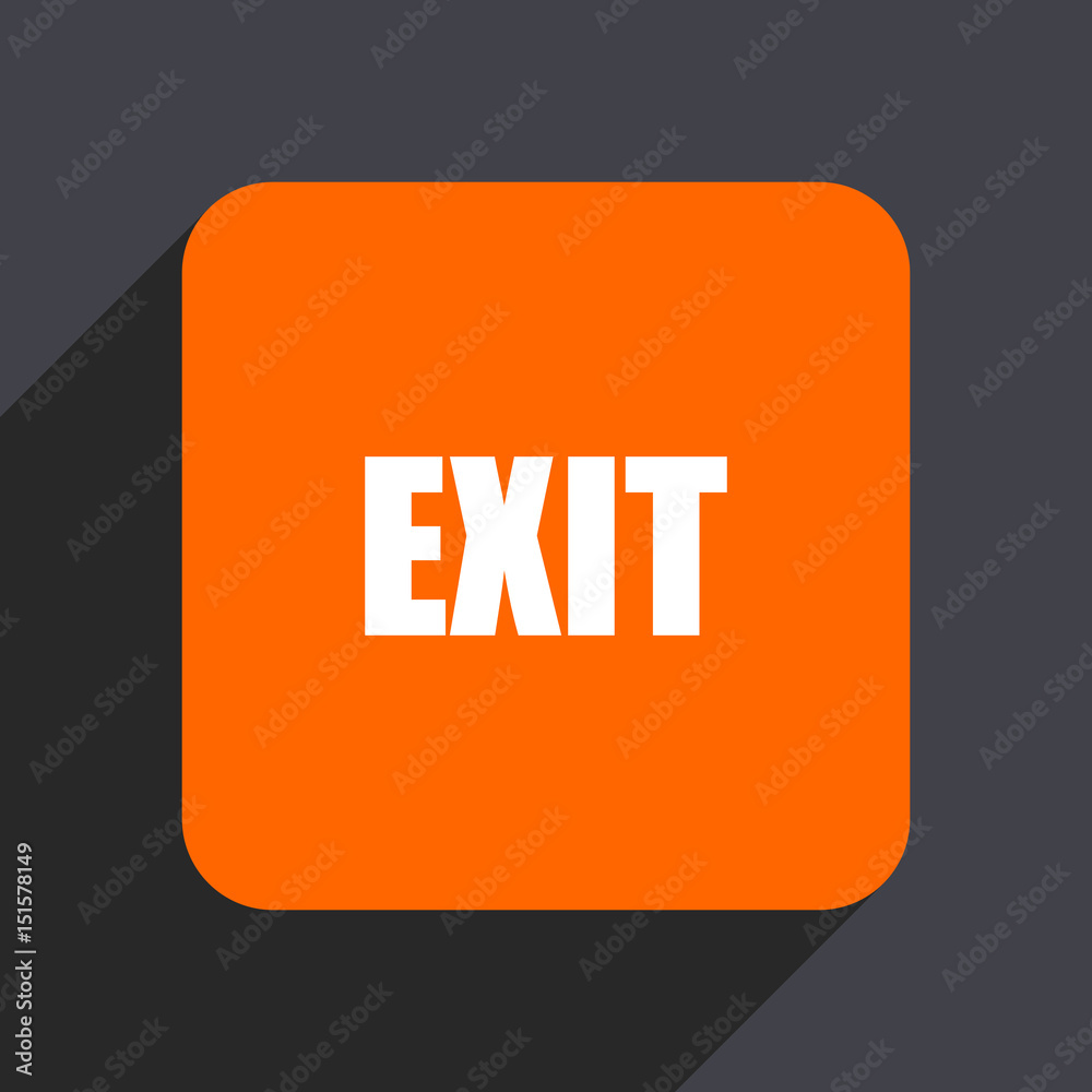 Leinwandbilder exit orange flat design web icon isolated on gray background