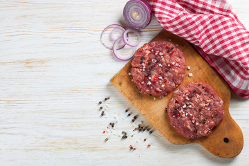raw home-made beef burger cutlet