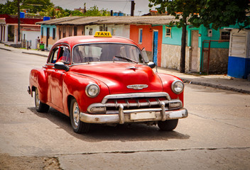 Vintage Car on a Street in Havana Cuba