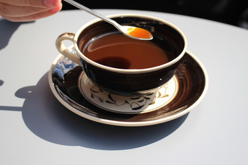 A cup of black coffee