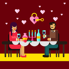 Romantic dinner of lovely couple