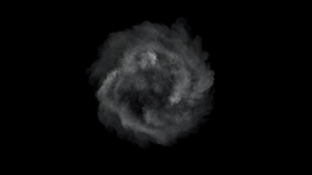 Smoke in circular motion / Twisting smoke. Separated on pure black background, contains alpha channel.