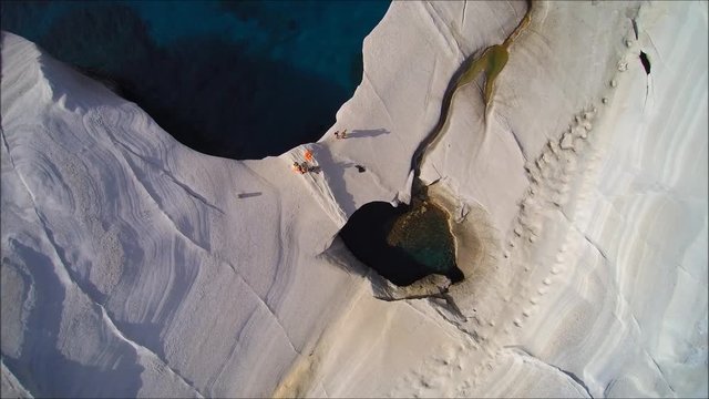 Drone flight over Sarakiniko on the Island of Milos. Flight recorded in UHD and optimized for the resolution of 1920x1080.