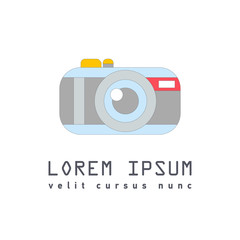 Flat vector icon with retro analog film camera