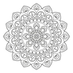 Flower Mandala. Vintage decorative elements. Oriental pattern, vector illustration. Islam, Arabic, Indian, moroccan,spain, turkish, pakistan, chinese, mystic, ottoman motifs. Coloring book page