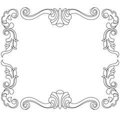 Vintage border frame engraving with retro ornament pattern in antique baroque style decorative design. Vector