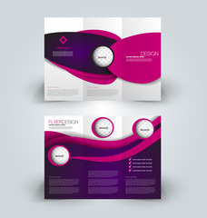 Brochure template. Business trifold flyer.  Creative design trend for professional corporate style. Vector illustration. Purple and pink color.