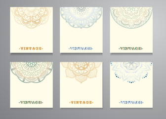 visiting card and business card big set. Floral mandala pattern and ornaments. Oriental design Layout, ottoman motifs. Front page and back page. - 151583717