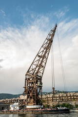 Fototapeta premium Crane Founded in 1914 to build the new battleships of the Austro-Hungarian Imperial Navy in Trieste, Italy.