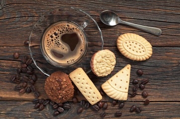 Coffee and various cookies