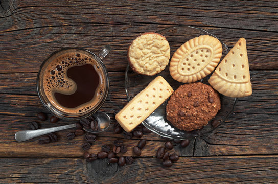 Different cookies and coffee