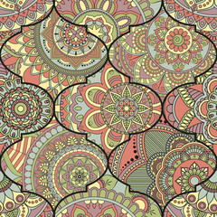 Patchwork pattern. Vintage decorative elements. Hand drawn background. Islam, Arabic, Indian, ottoman motifs. Perfect for printing on fabric or paper.