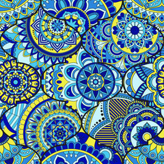 Patchwork pattern. Vintage decorative elements. Hand drawn background. Islam, Arabic, Indian, ottoman motifs. Perfect for printing on fabric or paper.