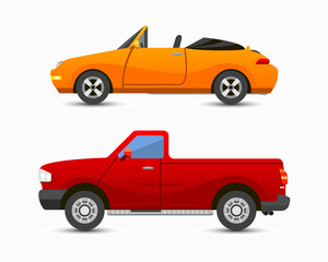 Flat car vehicle type design sign technology style vector generic classic business illustration isolated.