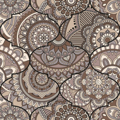 Patchwork pattern. Vintage decorative elements. Hand drawn background. Islam, Arabic, Indian, ottoman motifs. Perfect for printing on fabric or paper.