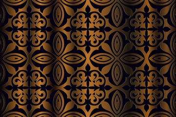 abstract vintage embossed symmetrical ornate openwork pattern on a dark background