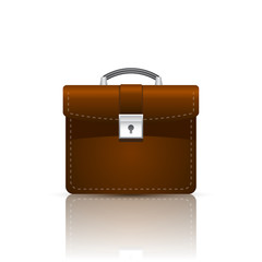 Leather briefcase on a glossy surface