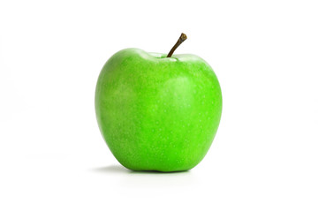 Green apple on a white background. Isolated apple. Ripe Fruit
