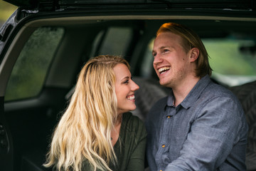 Attractive Young Blond Couple in the Pacific Northwest