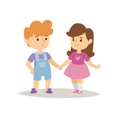 Children happy couple cartoon relationship characters lifestyle vector illustration girl and boy friends.
