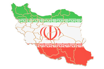 Iran map closeup, 3D rendering