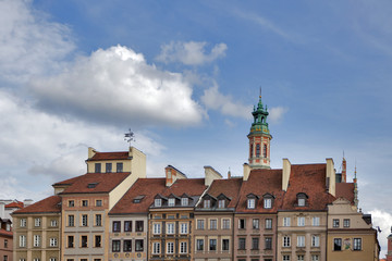 Warsaw's Old Town Market Place (Rynek Starego Miasta) on a sunny day, which is the center and oldest part of Warsaw