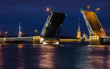 Fototapeta na wymiar North Europe, Saint Petersburg, Russia. Night summer photo.
