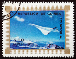 Postage stamp Equatorial Guinea 1976 Concorde, Airplane
