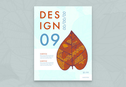 Magazine Layout with Leaf Illustration