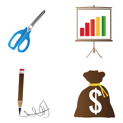 Set of business icons on a white background, Vector illustration