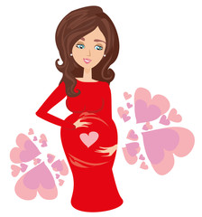 Shower card with happy pregnant woman.