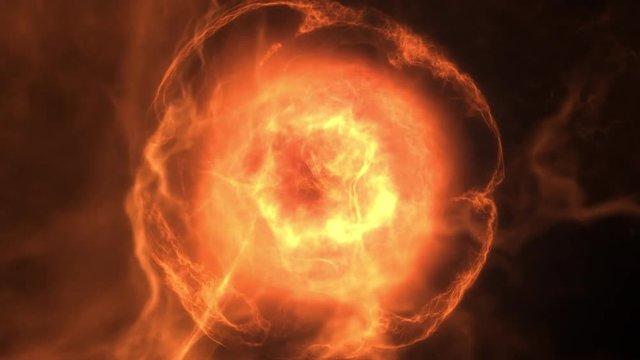 Fly through elementary particle / fly through star / fly through fractal matter. Separated on pure black background.