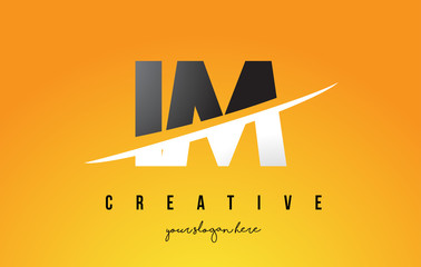 IM I M Letter Modern Logo Design with Yellow Background and Swoosh.