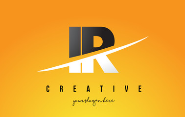 IR I R Letter Modern Logo Design with Yellow Background and Swoosh.