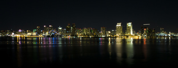 Fototapeta na wymiar San Diego Skyline at Night from Coronado, California