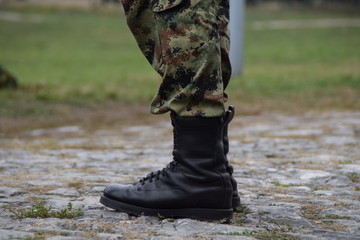 close-up army boots