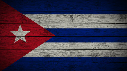 Flag of Cuba Painted on old wood boards