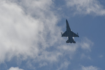 Military aircraft in the sky during Israeli 69st independent day