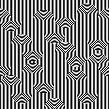 Striped abstract seamless pattern background tile. Black and white retro stripy vector illustration. Textile fabric design element.