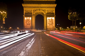 Fototapeta na wymiar Arc de Triomphe at Night, Paris, France