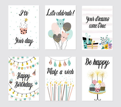 Happy Birthday Party cards set