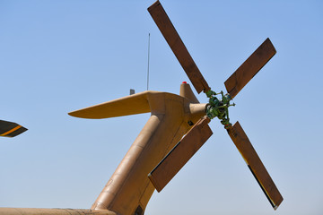 Rear rotor of army helicopter during Israeli 69st independent day exhibition