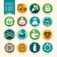 Fototapeta na wymiar Fitness and wellness icon set